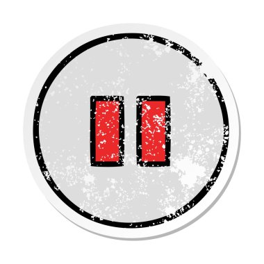 sevimli çizgi Duraklat düğmesinin sıkıntılı etiket