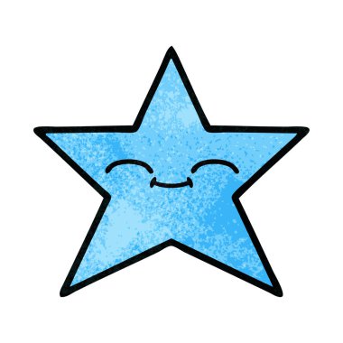 Retro grunge doku çizgi film yıldız balık