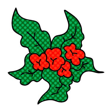 çizgi roman tarzı ilginç karikatür Noel çiçek