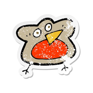 komik karikatür Robin Retro sıkıntılı etiket