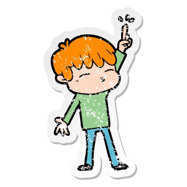 çizgi film meraklı bir çocuk sıkıntılı etiket