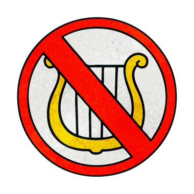 Retro grunge doku karikatür bir hiçbir müzik işareti izin