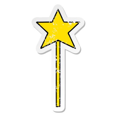 sevimli çizgi yıldız değnek sıkıntılı etiket