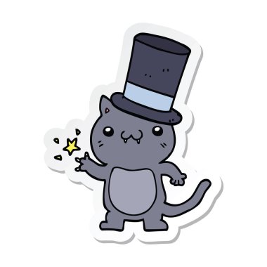 üst şapka giyen bir karikatür kedi Sticker