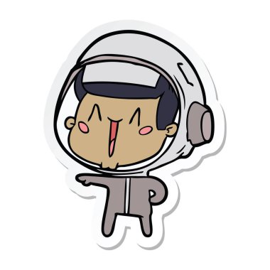 işaret mutlu karikatür astronotun etiket