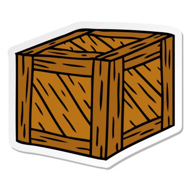el çekilmiş etiket karikatür doodle, ahşap sandık