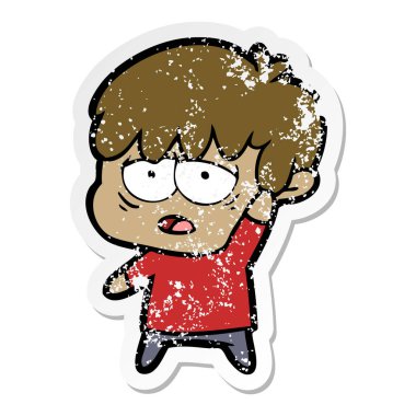 bir çizgi film yorgun çocuk sıkıntılı etiket