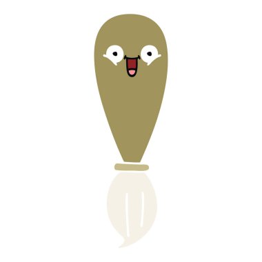 düz renk boya fırçasının retro çizgi film