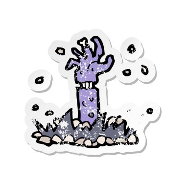 bir çizgi film zombi kol Retro sıkıntılı etiket