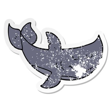 bir çizgi film köpekbalığı sıkıntılı etiket