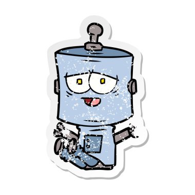 bir çizgi film robot sıkıntılı etiket