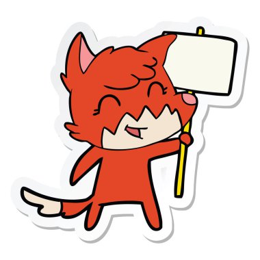 etiket mutlu karikatür tilki