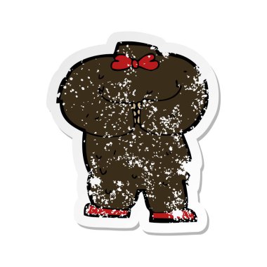 bir çizgi film oyuncak ayı vücudu Retro sıkıntılı etiket