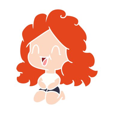 serbest çizilmiş karikatür şirin kawaii mutlu kız