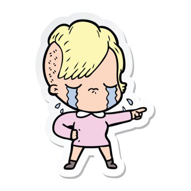 etiket bir karikatür ağlayan kız