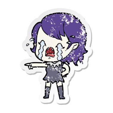 bir çizgi film ağlayan vampir kızın sıkıntılı etiket