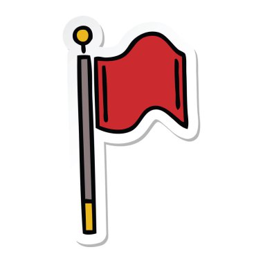 sevimli çizgi kırmızı bayrak etiket