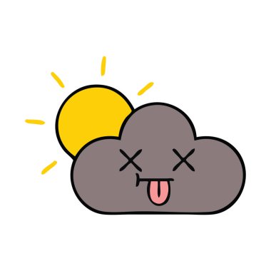 sevimli çizgi fırtına bulutu ve güneş