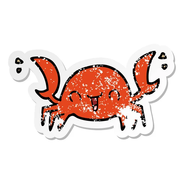 Distressed sticker of a cartoon crab — Stock Vector