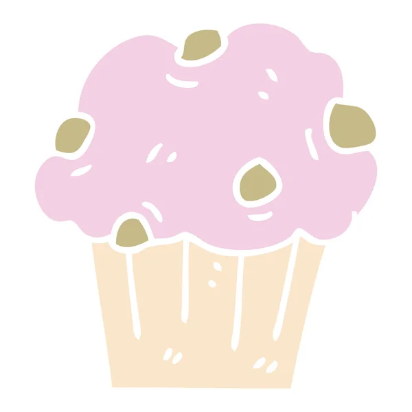 Mókás kézzel rajzolt karikatúra muffin torta — Stock Vector