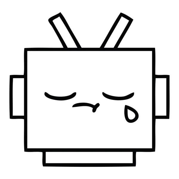 Desenho Linha Desenhos Animados Uma Cabeça Robô — Vetor de Stock