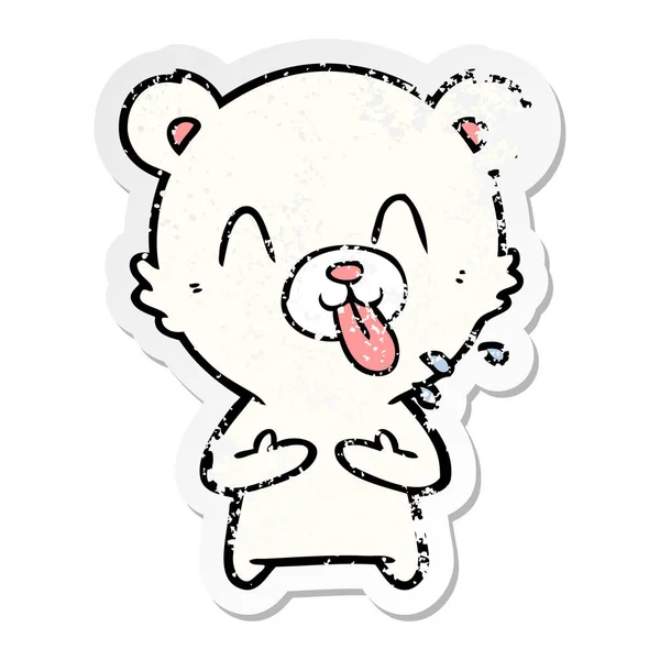 Bir kaba karikatür kutup ayısı ton yapışmasını sıkıntılı etiket — Stok Vektör