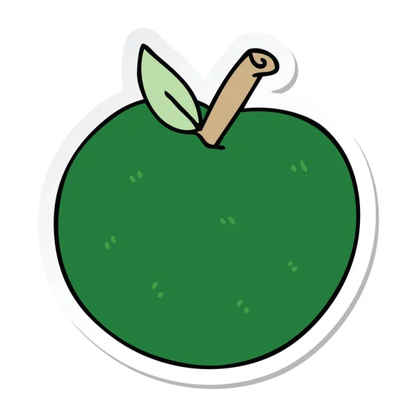 Sticker Quirky Hand Drawn Cartoon Apple — Stock Vector