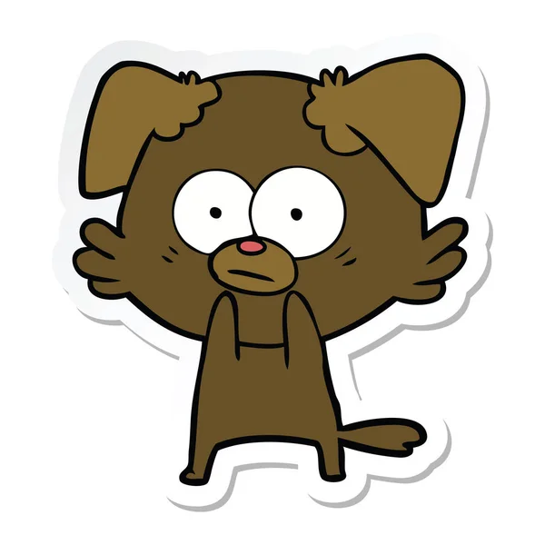 Sticker Van Cartoon Van Een Nerveuze Hond — Stockvector