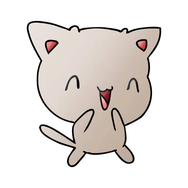 Freehand Drawn Gradient Cartoon Cute Kawaii Cat — Stock Vector