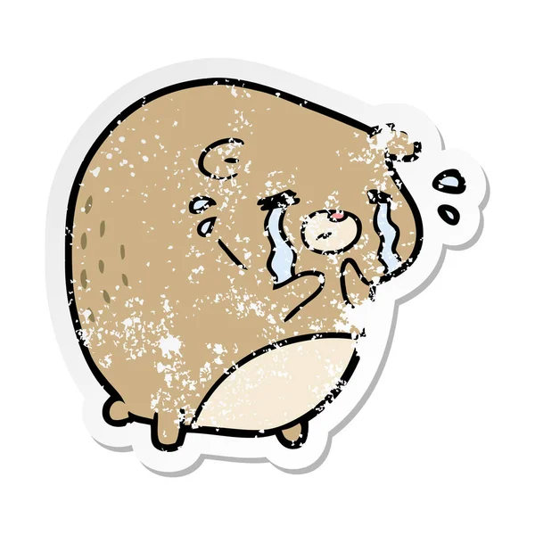 Calcomanía Angustiada Oso Llorón Dibujos Animados — Vector de stock