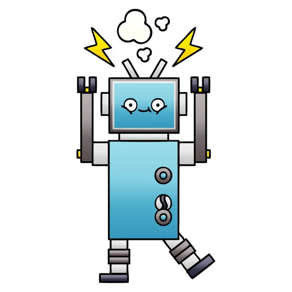 Gradient skuggade tecknad dansande roboten — Stock vektor