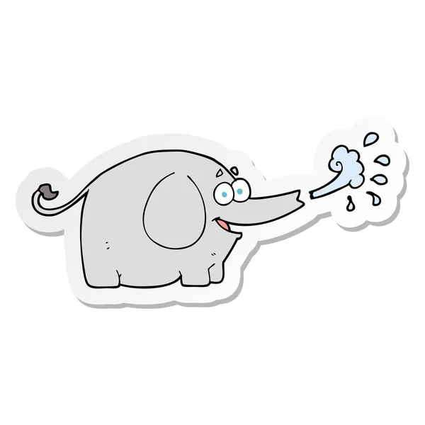 Pegatina Elefante Dibujos Animados Chorreando Agua — Archivo Imágenes Vectoriales