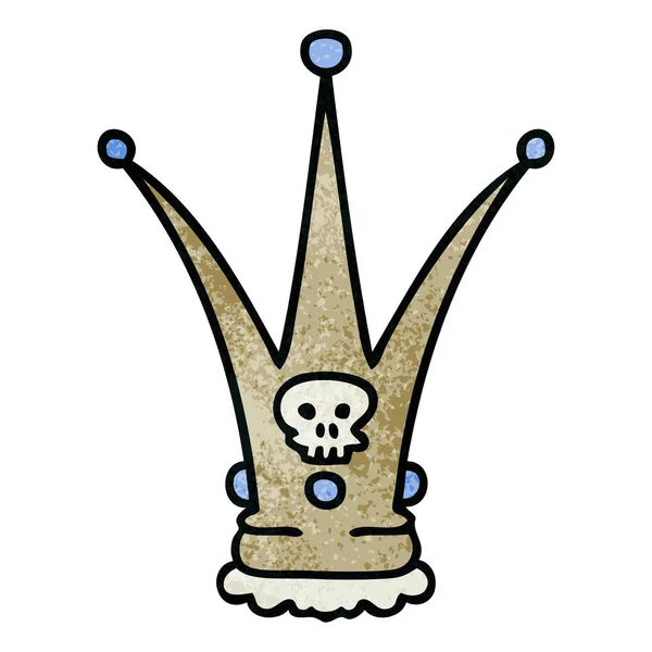 Mano Dibujado Peculiar Dibujos Animados Corona Muerte — Vector de stock