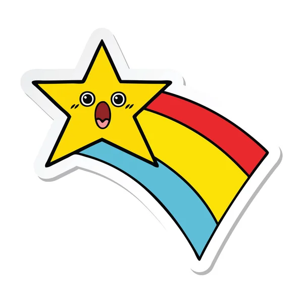 Sticker Van Een Leuke Cartoon Schieten Rainbow Star — Stockvector