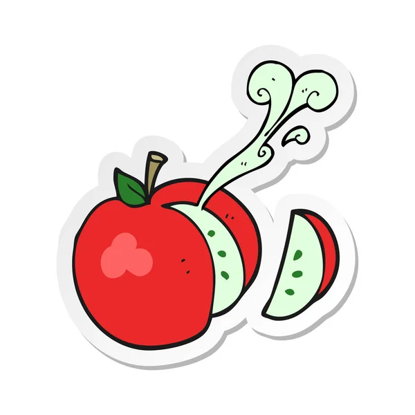 Pegatina Una Manzana Rodajas Dibujos Animados — Vector de stock