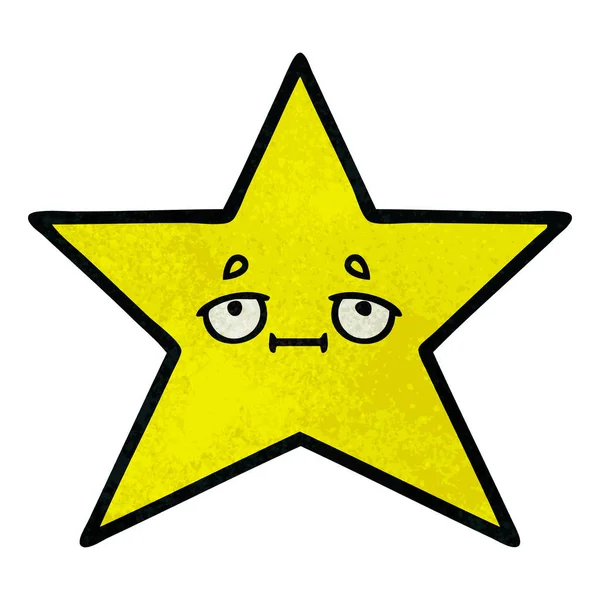Retro Grunge Texture Cartoon Gold Star — Stock Vector