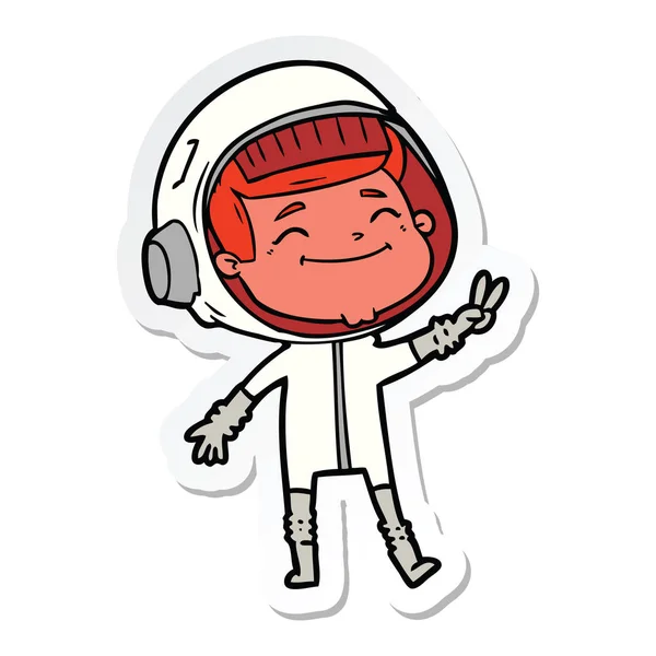 Sticker Happy Cartoon Astronaut — Stock Vector