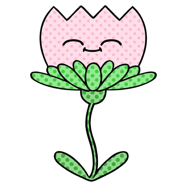 Comic book style cartoon flower — Stock Vector