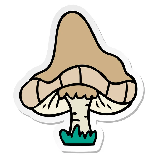 Наклейка мультяшного каракуля одного гриба — стоковий вектор