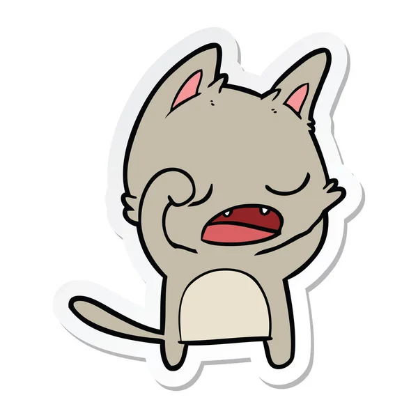 Sticker Van Een Pratende Kat Cartoon — Stockvector