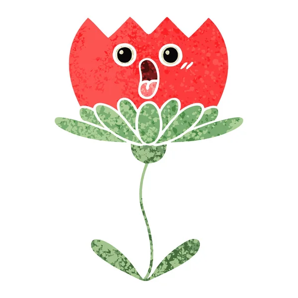 Retro afbeelding stijl cartoon bloem — Stockvector