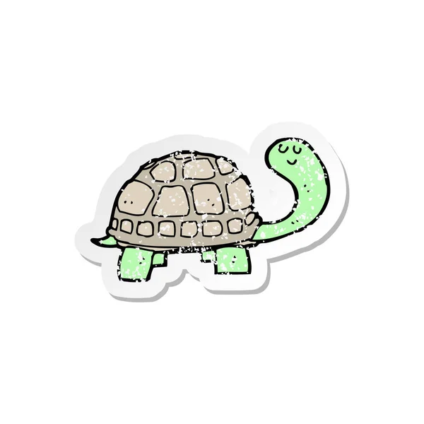 Retro Aufkleber Einer Cartoon Glücklichen Schildkröte — Stockvektor