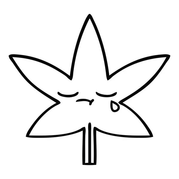 Dessin Trait Dessin Animé Une Feuille Marijuana — Image vectorielle