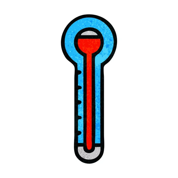 Retro Grunge Textur Cartoon Glas Thermometer — Stockvektor