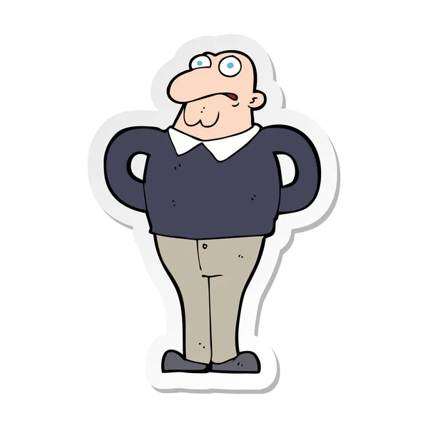 Sticker van een cartoon bezorgd mens — Stockvector