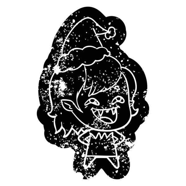 Desenho Animado Peculiar Ícone Angustiado Uma Menina Vampira Rindo Usando —  Vetores de Stock