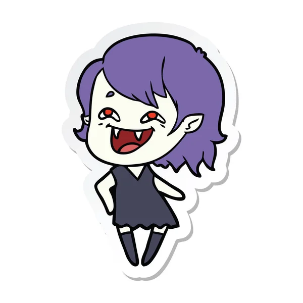 Sticker Van Een Cartoon Lachen Vampier Meisje — Stockvector