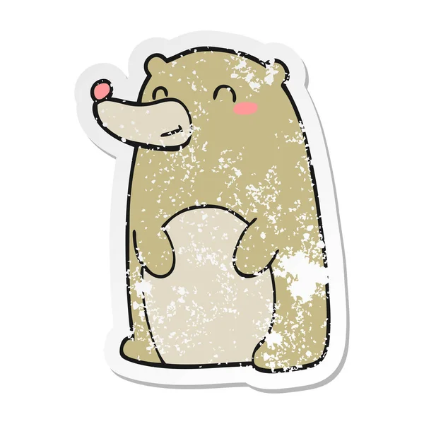 Distressed sticker of a cute cartoon bear — Stock Vector