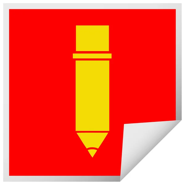 Quadratische Peeling Aufkleber Karikatur Eines Bleistifts — Stockvektor