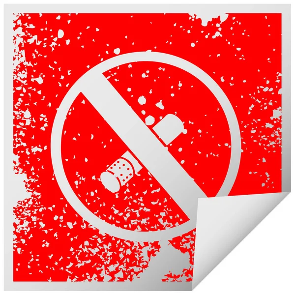 Etiqueta Engomada Pelado Cuadrado Angustiado Símbolo Signo Permitido Fumar — Vector de stock